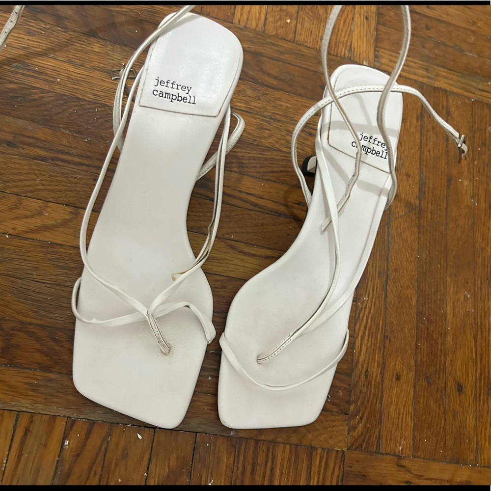 White strappy heels